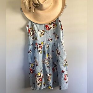 XXL No Boundaries Blue Floral Summer Spring Sun Dress Pockets Spaghetti Straps